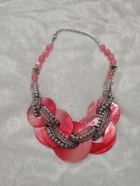 Handcrafted Pink Statement Necklace - Elegant Women Jewelry
